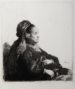 Antique La Mere de Rembrandt au Bonnet de Dentelle (B343), Heliogravure