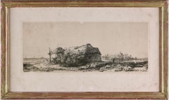 Paysage avec un chalet et un grange (1641), gravure de Rembrandt