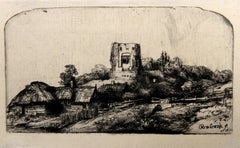 Le Paysage a la Tour Carree Bartsch (B218), Heliograbado de Rembrandt van Rijn