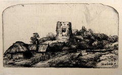 Le Paysage a la Tour Carree Bartsch (B218), Heliogravure by Rembrandt van Rijn