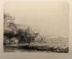 Le Paysage a la Vache qui sa Breuve (B237), Heliogravur von Rembrandt van Rijn