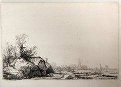 Les Chaumieres Pres du Canal (B228), Heliogravure by Rembrandt van Rijn