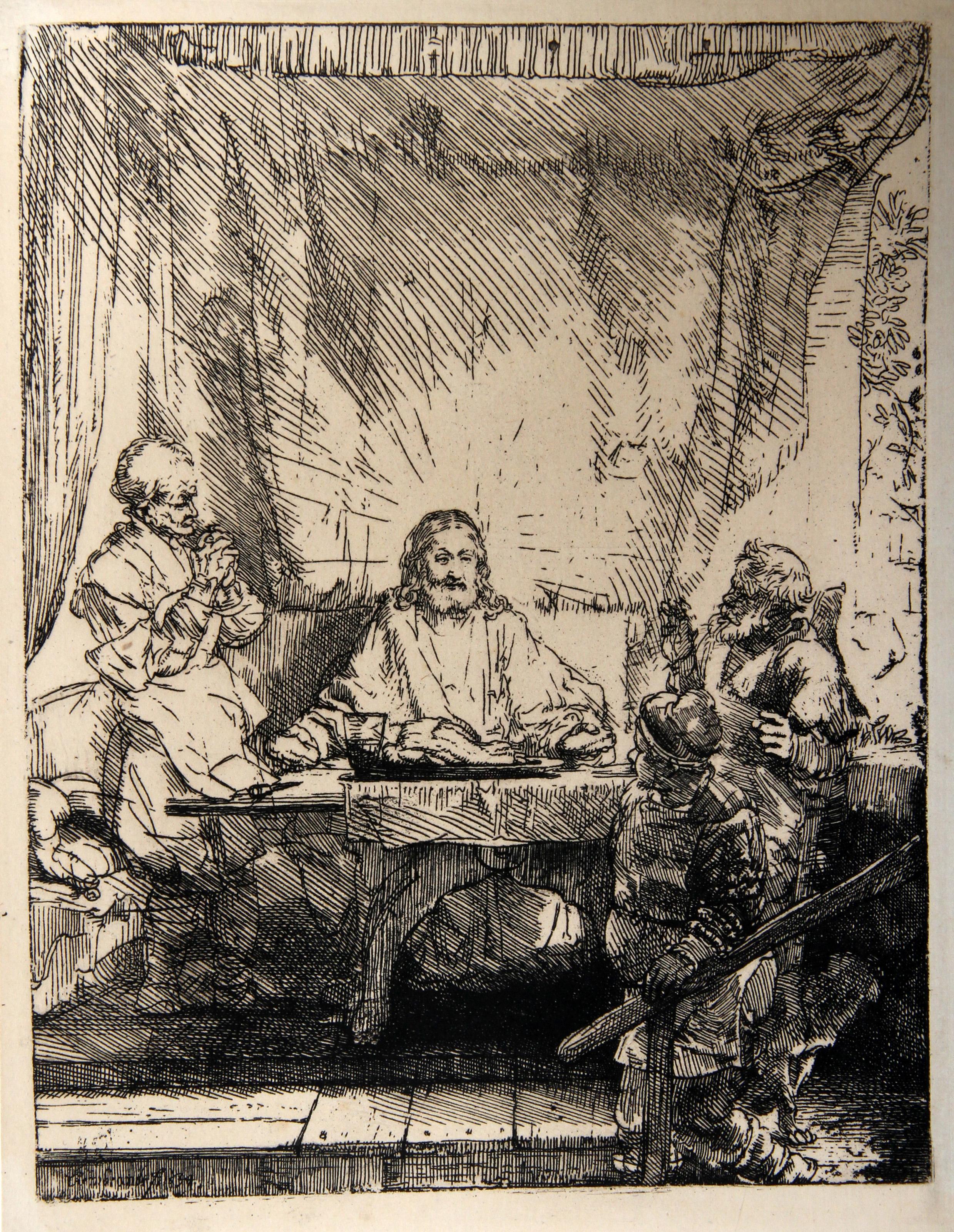  Rembrandt van Rijn, After by Amand Durand, Dutch (1606 - 1669) - Les Pelerins d'Emmaus (B87), Year: 1878 (of original 1633), Medium: Heliogravure on laid paper, Size: 8.5  x 6.5 in. (21.59  x 16.51 cm), Printer: Amand Durand, Publisher: Gazette des