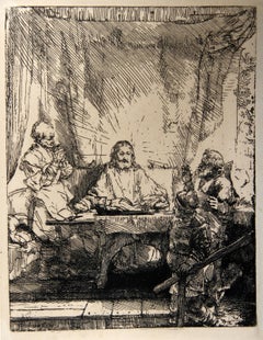 Les Pelerins d'Emmaus (B87), Heliogravure sur papier vergé de Rembrandt van Rijn