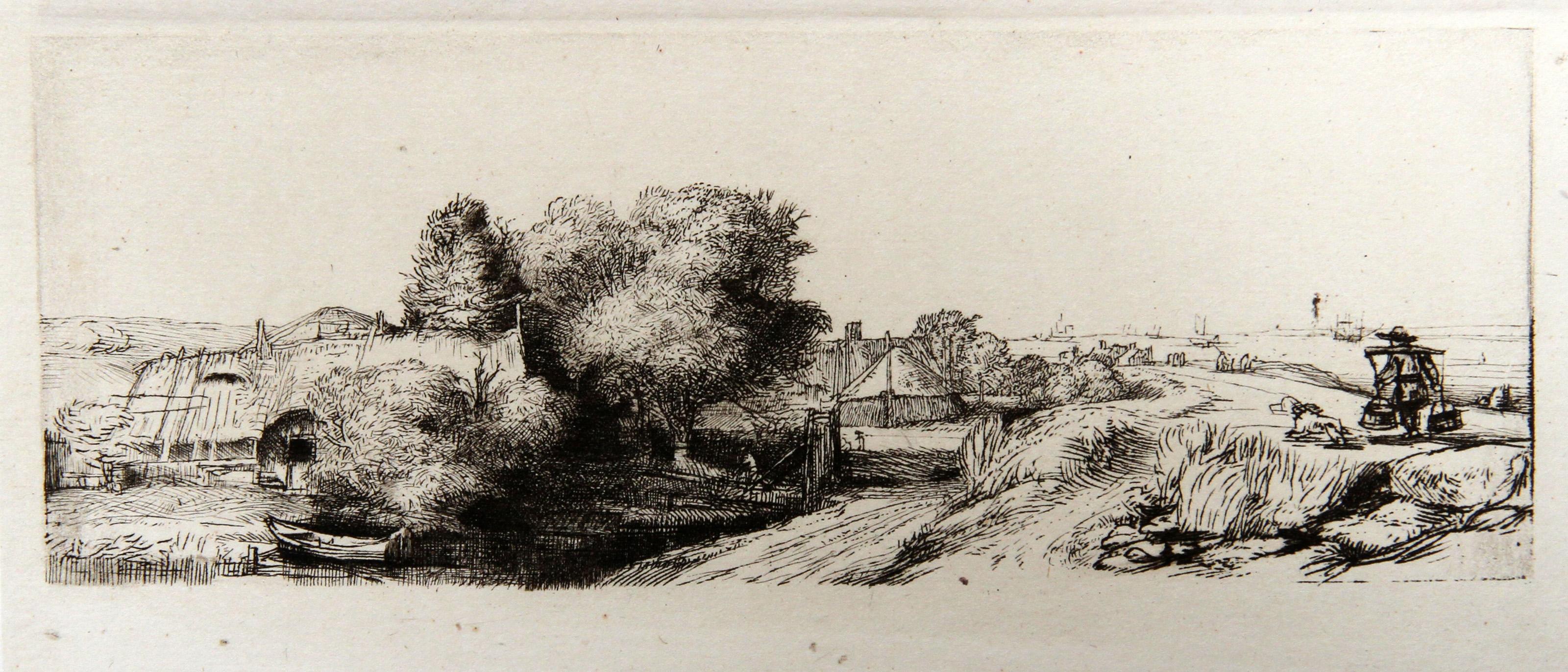 Rembrandt van Rijn, After by Amand Durand, Dutch (1606 - 1669) -  L'Homme au Lait Paysage (B213). Year: 1878 (of original 1652), Medium: Heliogravure, Size: 2.75  x 7 in. (6.99  x 17.78 cm), Printer: Amand Durand, Description: French Engraver and