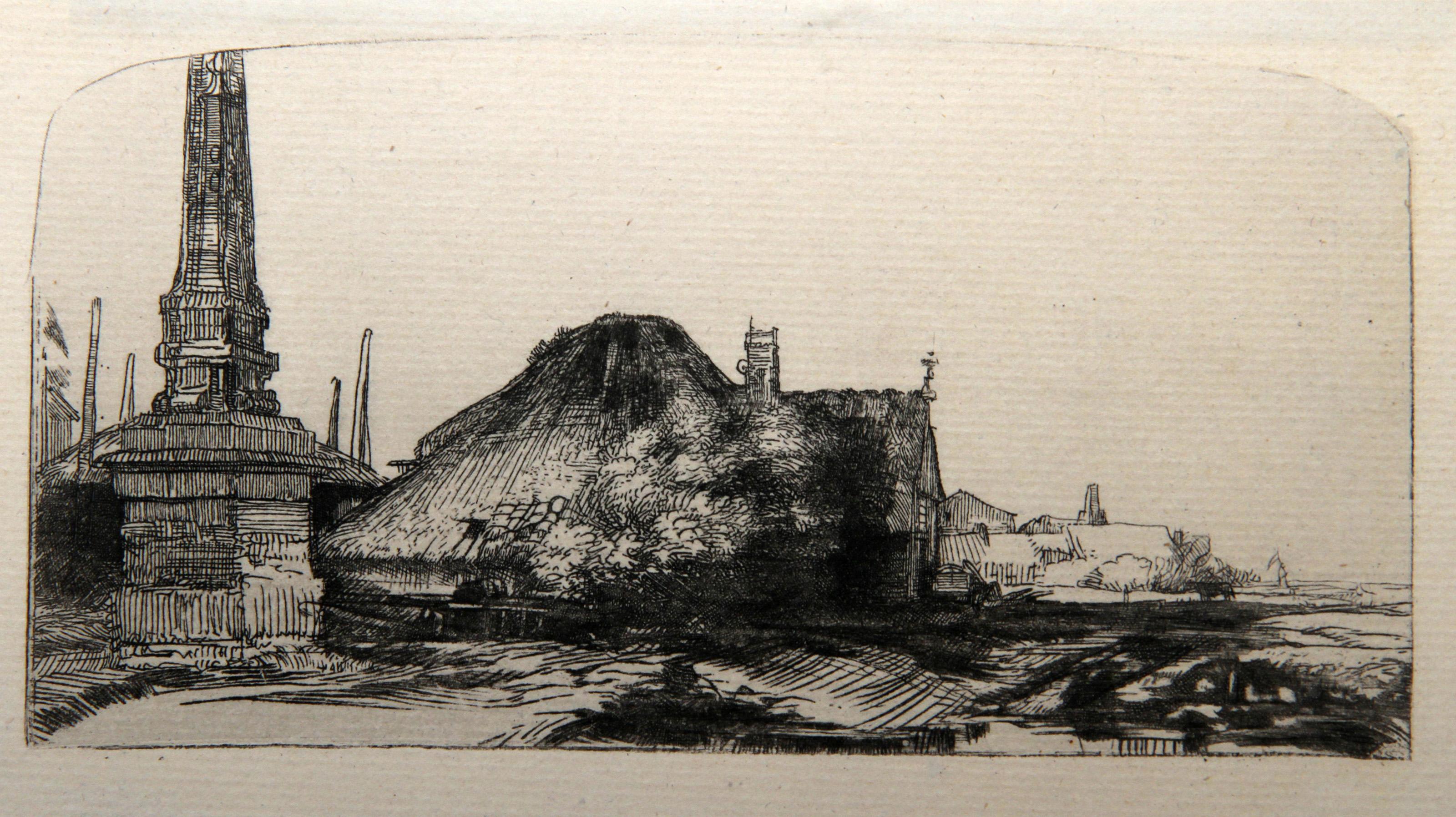 Rembrandt van Rijn, Dopo di Amand Durand, olandese (1606 - 1669) - (After) Rembrandt van Rijn, Dopo di Amand Durand, olandese (1606 - 1669)  L'Obelisque (B227). Anno: 1878 (dell'originale 1650), Medium: Heliogravure, Dimensioni: 3.25  x 6.25 in.