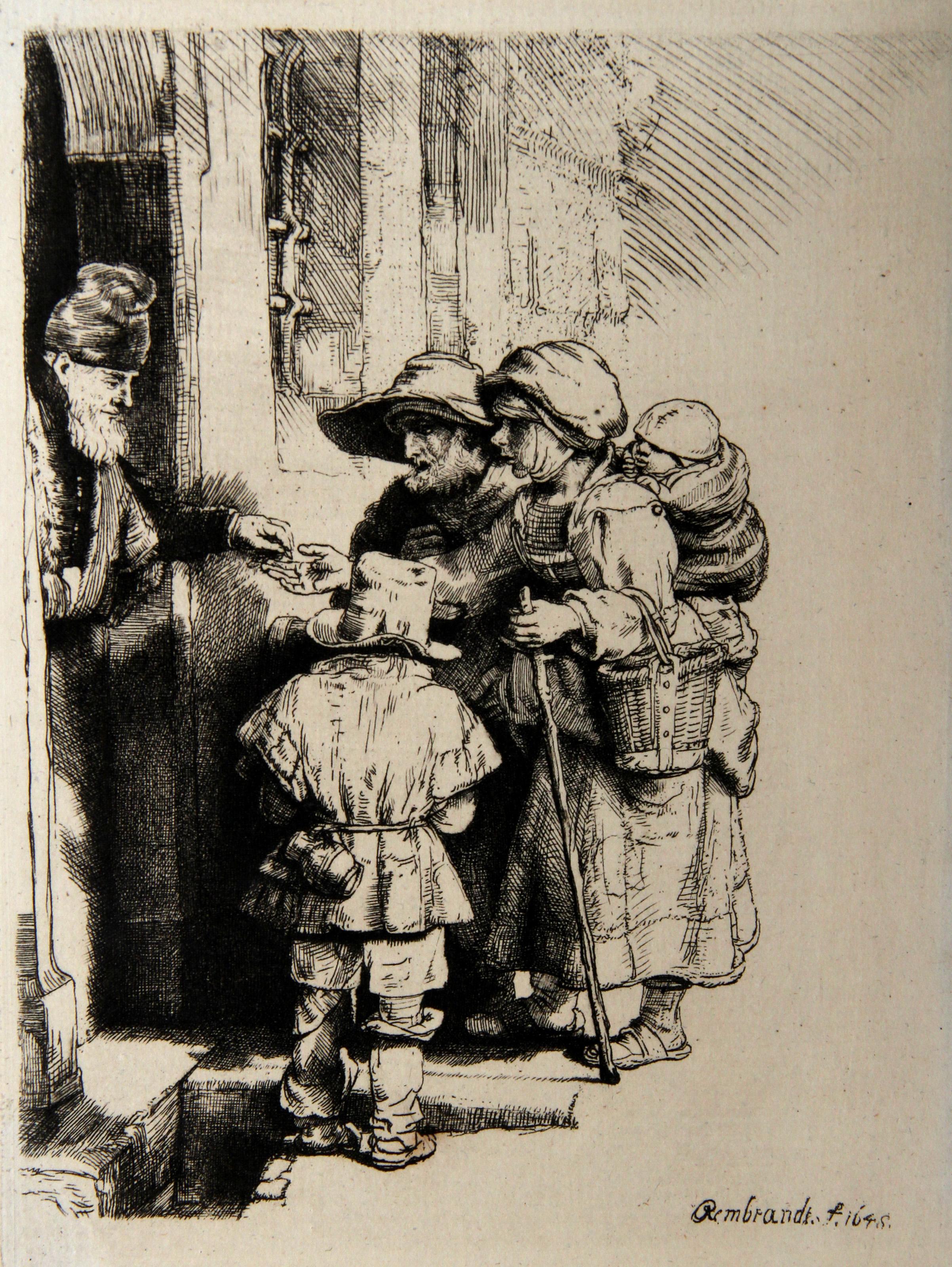 Rembrandt van Rijn, After by Amand Durand, Dutch (1606 - 1669) -  Mendients a la Porte d'Une Maison (B176). Year: 1878 (of original 1648), Medium: Heliogravure, Size: 7  x 5.5 in. (17.78  x 13.97 cm), Printer: Amand Durand, Description: French