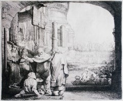 Antique Peter and John Healing the Cripple at the Gate...  - Etching by Rembrandt - 1659