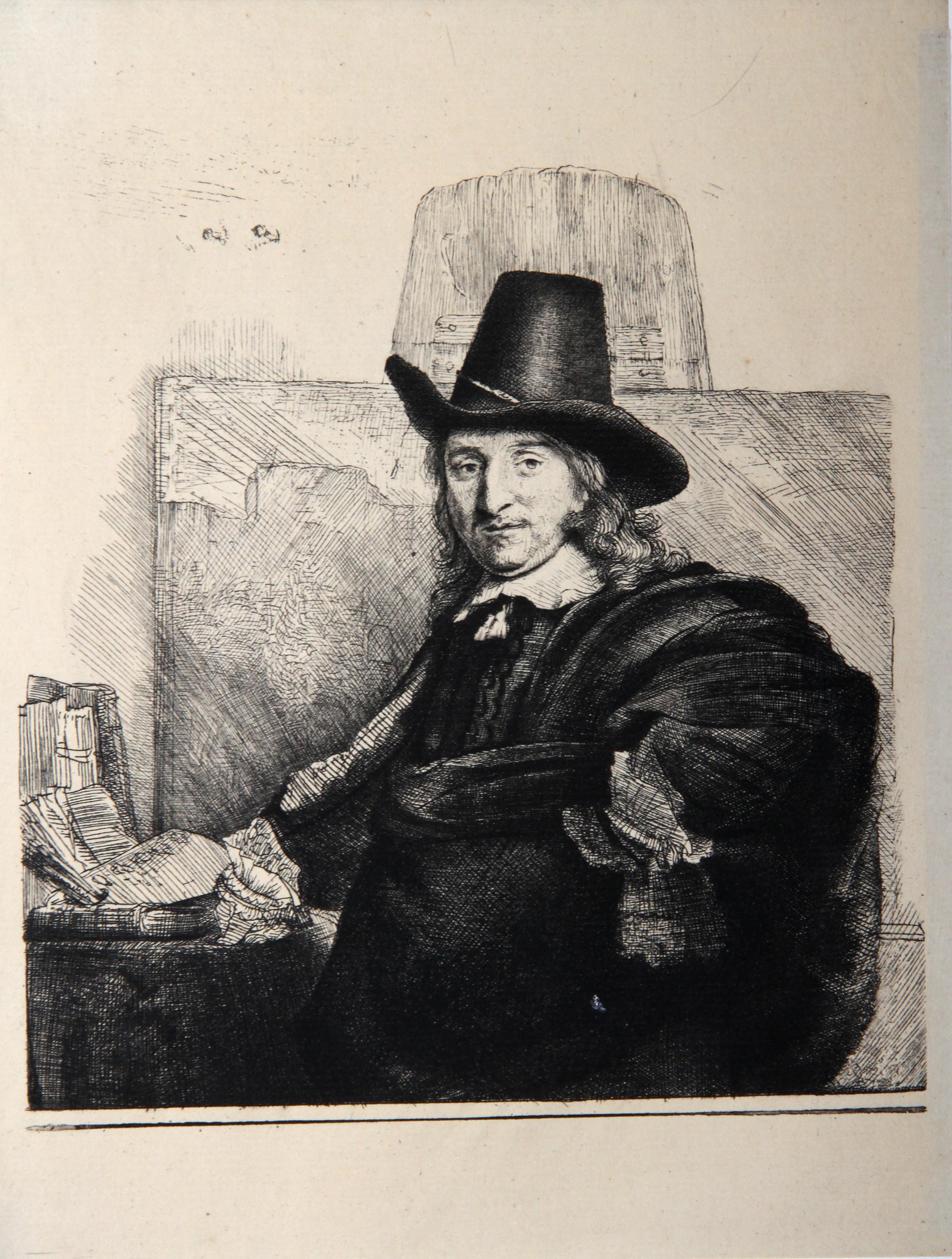 Rembrandt van Rijn, (After) Amand Durand, Holandés (1606 - 1669) -  Retrato de Jean Asselyn (B277). Año: 1878 (del original 1647), Medio: Heliograbado, Tamaño: 8,5  x 7 in. (21.59  x 17,78 cm), Impresor: Amand Durand, Descripción: El grabador y