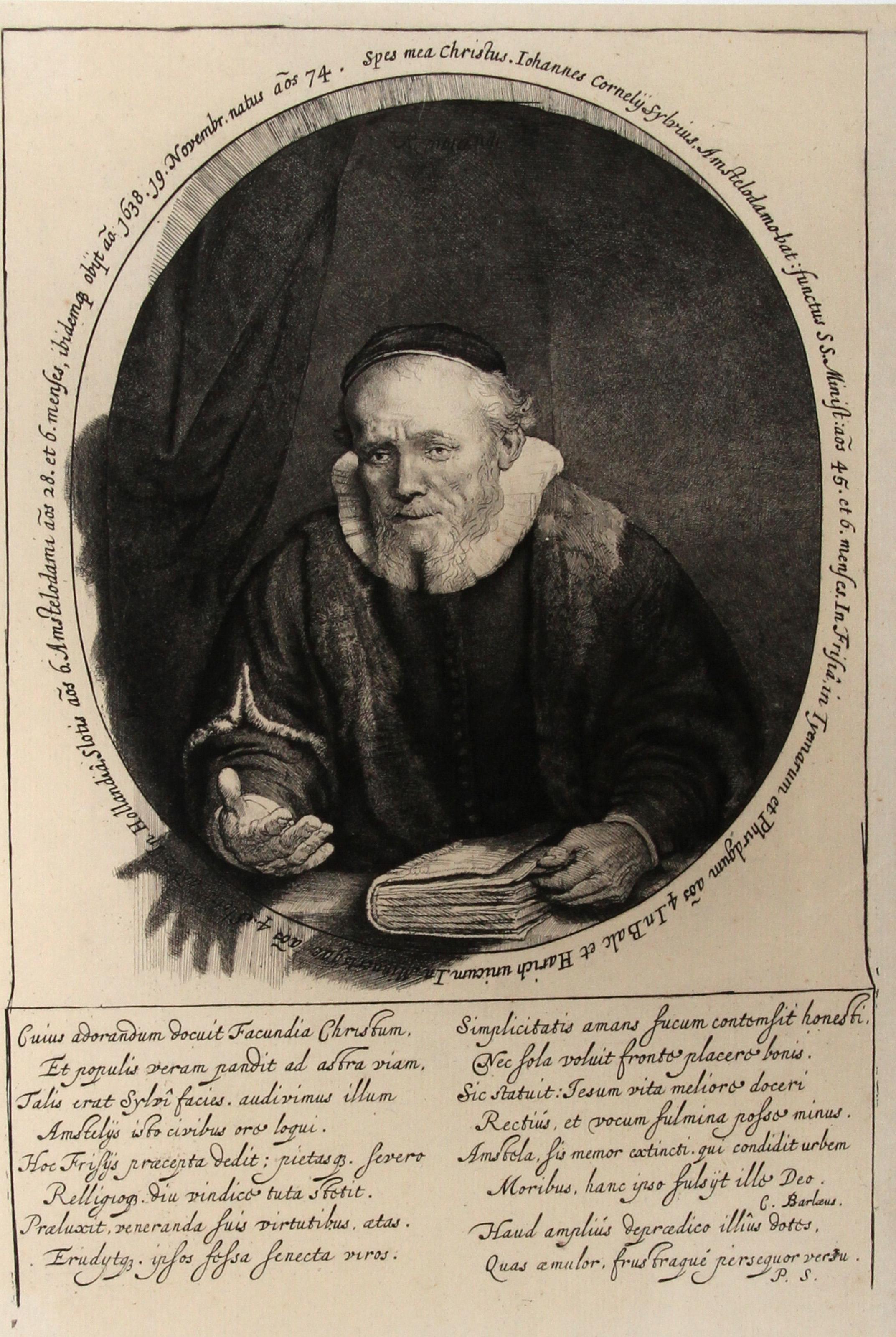 Rembrandt van Rijn, Dopo di Amand Durand, olandese (1606 - 1669) - (After) Rembrandt van Rijn, Dopo di Amand Durand, olandese (1606 - 1669)  Ritratto di Jean Corneille Sylvius (B280). Anno: 1878 (dell'originale 1633), Medium: Heliogravure, Size: 11 