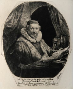 Portrait de Jean Wtenbogardus (B279), Heliogravure by Rembrandt van Rijn