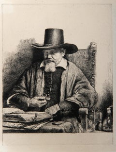 Antique Portrait du Docteur Petrus Van Tol (B284), Heliogravure by Rembrandt van Rijn