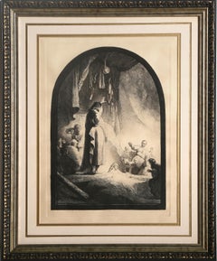 Raising of Lazarus, Old Masters Heliogravure Etching after Rembrandt van Rijn