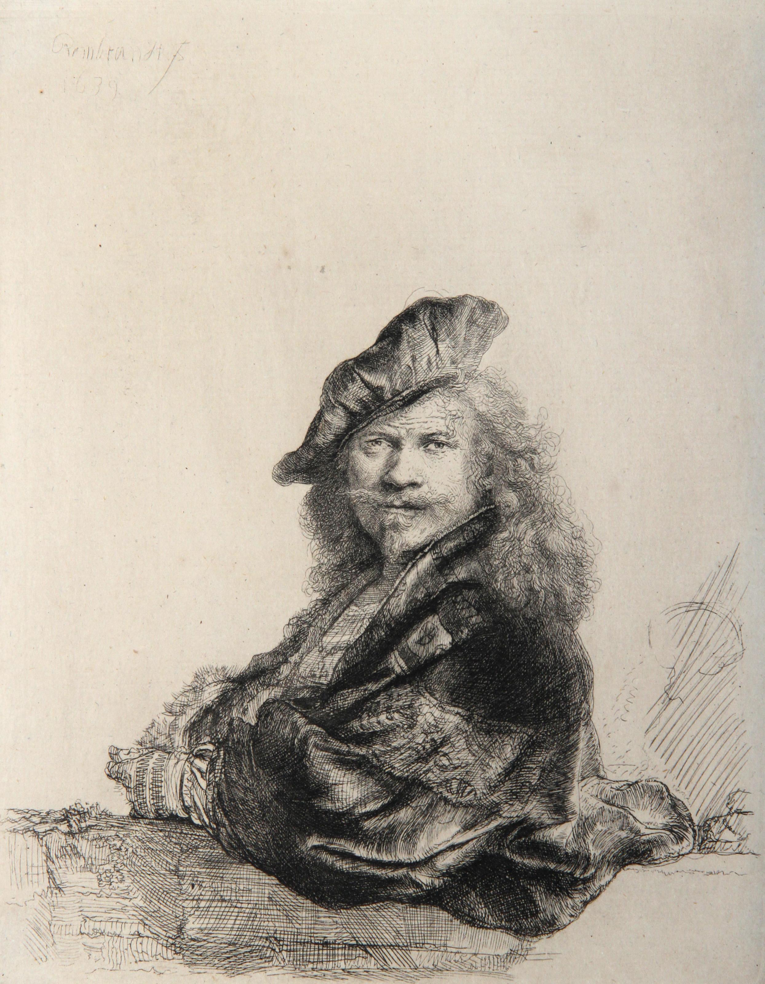 Rembrandt van Rijn, After by Amand Durand, Dutch (1606 - 1669) -  Rembrandt Appuye (B21). Year: 1878 (of original 1639), Medium: Heliogravure, Size: 8  x 6.5 in. (20.32  x 16.51 cm), Printer: Amand Durand, Description: French Engraver and painter