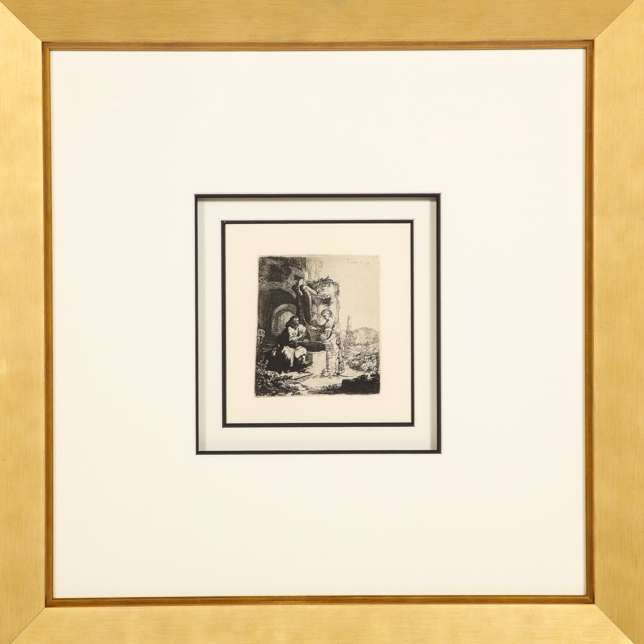 Rembrandt, Christ and the Woman of Samaria, Among Ruins - Print by Rembrandt van Rijn