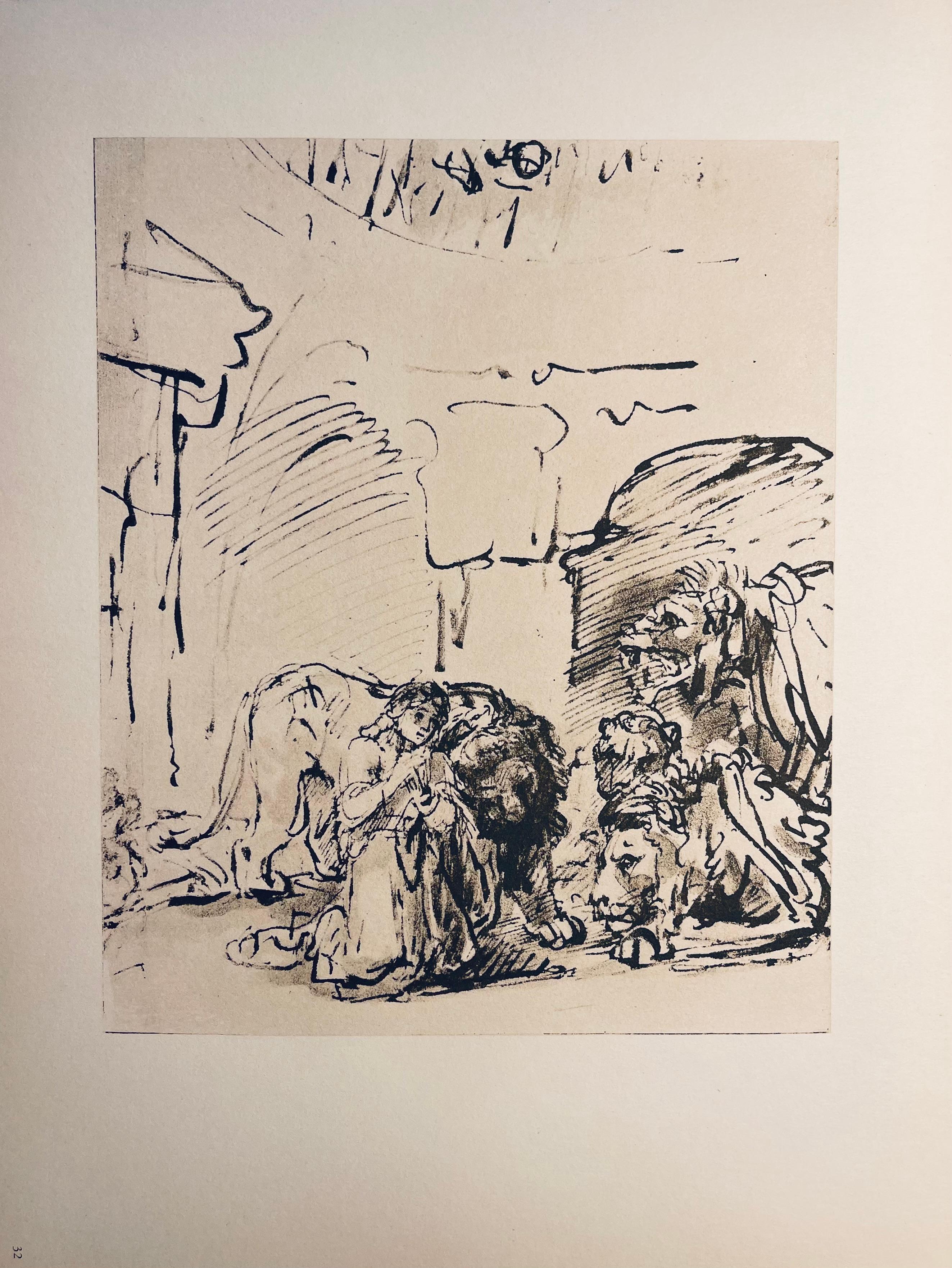 Rembrandt, Composition, Rembrandt, Drawings from the Bible (after) - Beige Figurative Print by Rembrandt van Rijn