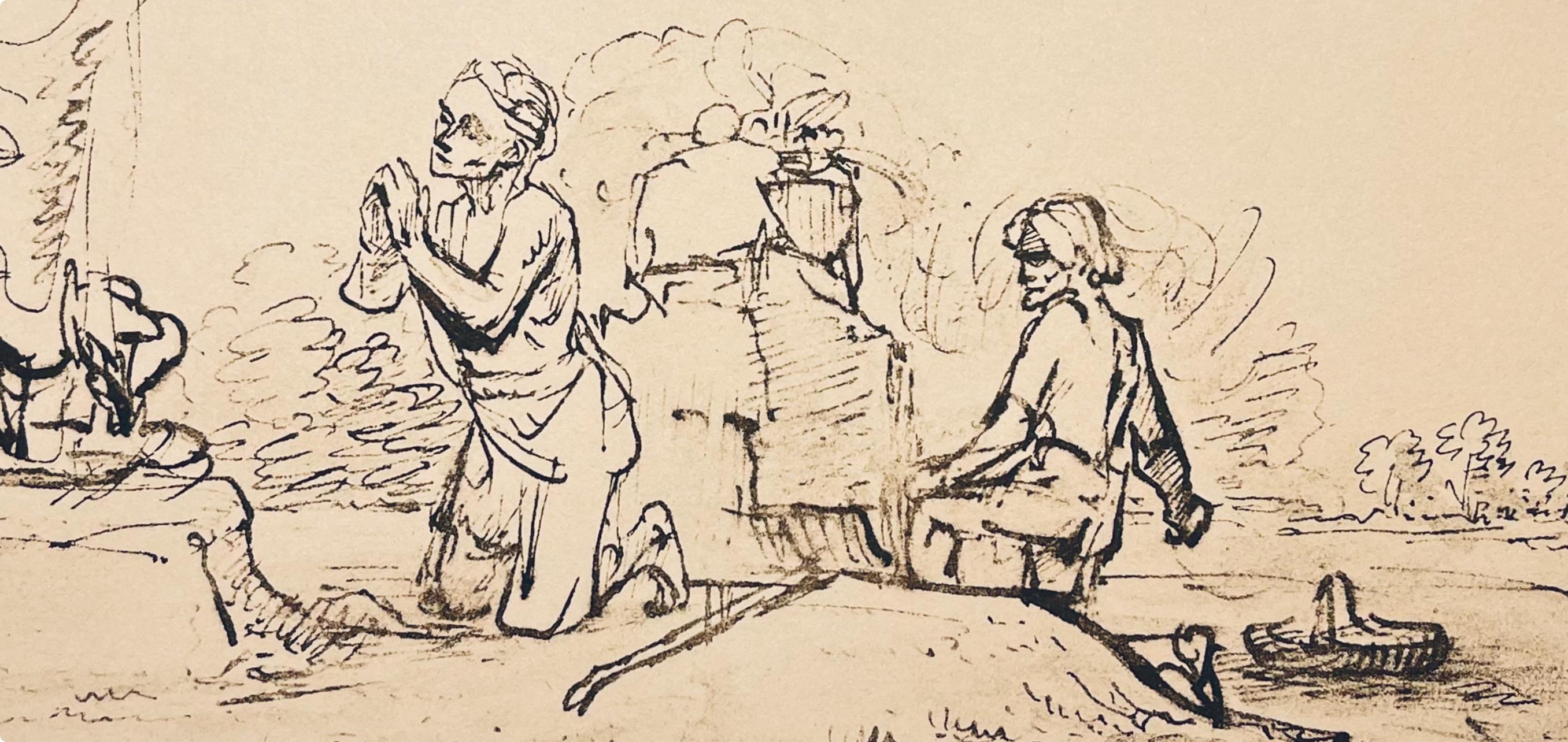 Rembrandt, Composition, Rembrandt, Drawings from the Bible (after) - Beige Landscape Print by Rembrandt van Rijn
