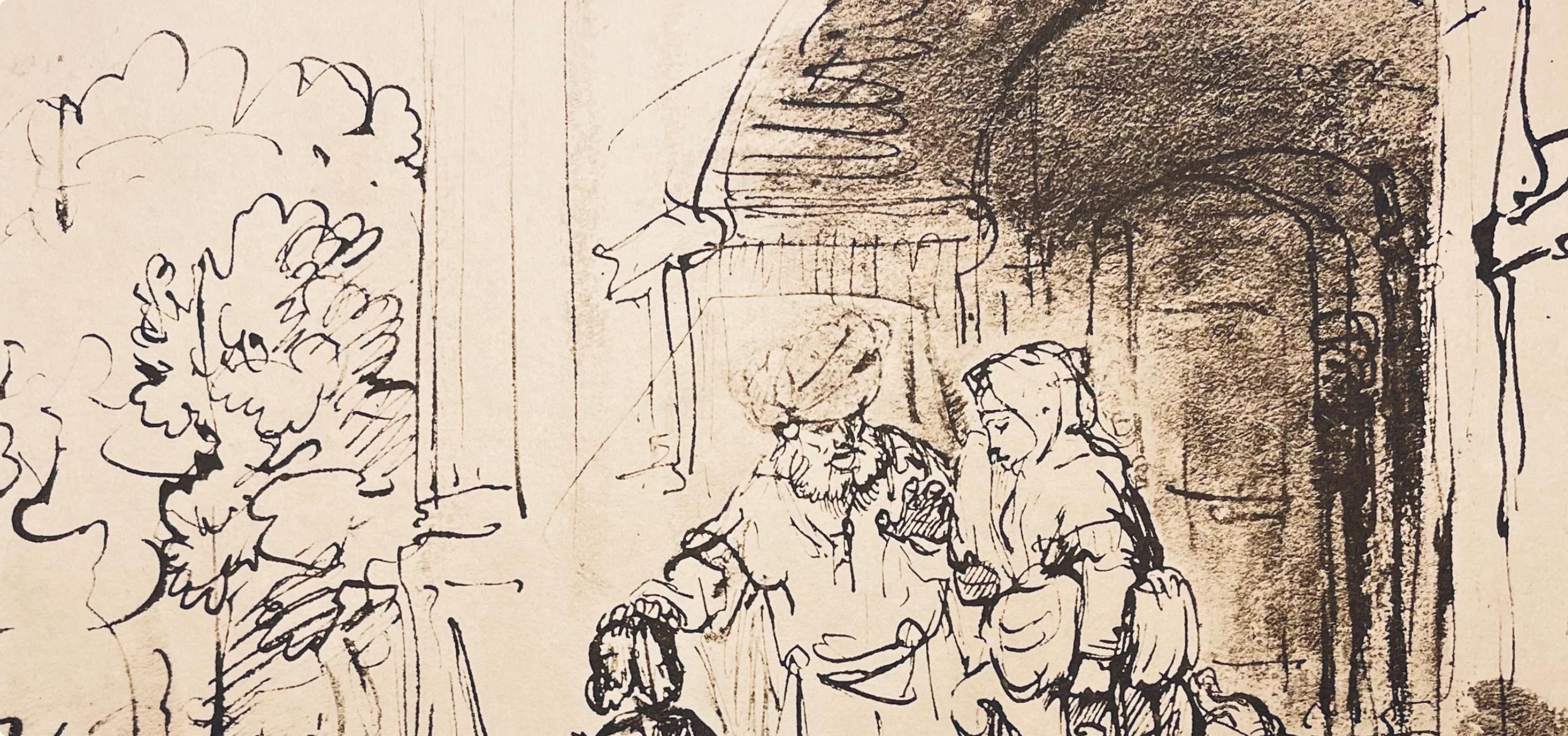 Rembrandt, Composition, Rembrandt, Drawings from the Bible (after) - Beige Landscape Print by Rembrandt van Rijn