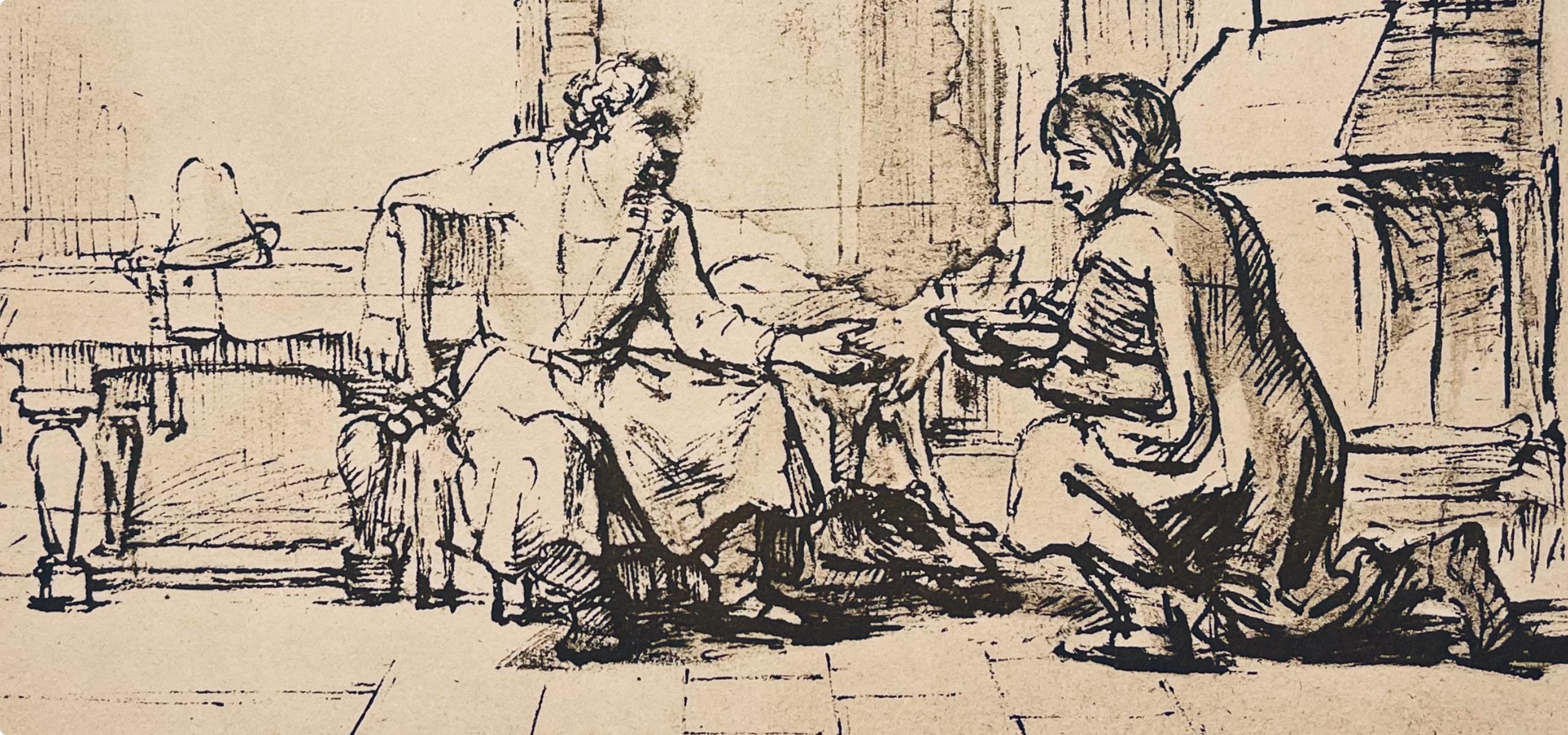 Rembrandt, Composition, Rembrandt, Drawings from the Bible (after) - Beige Landscape Print by Rembrandt van Rijn
