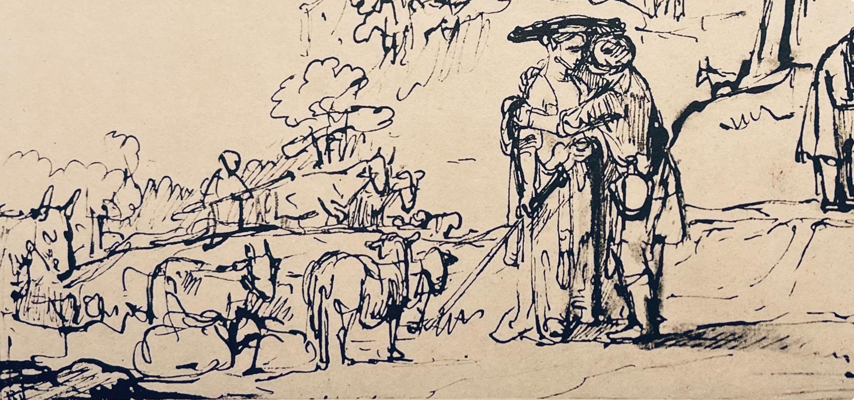 Rembrandt, Composition, Rembrandt, Drawings from the Bible (after) - Beige Figurative Print by Rembrandt van Rijn