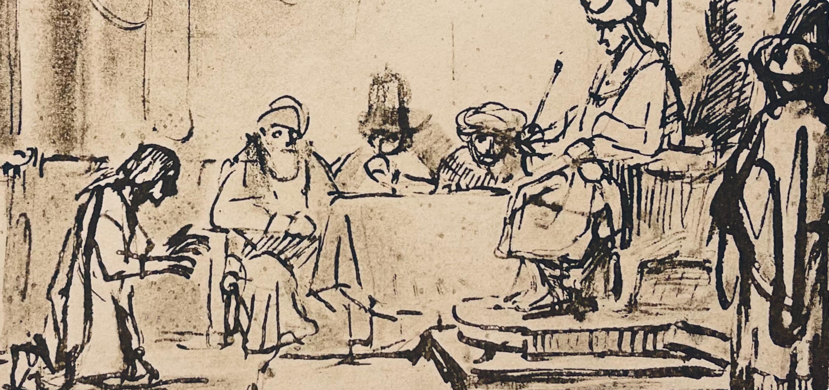 Rembrandt, Composition, Rembrandt, Drawings from the Bible (after) - Beige Landscape Print by Rembrandt van Rijn