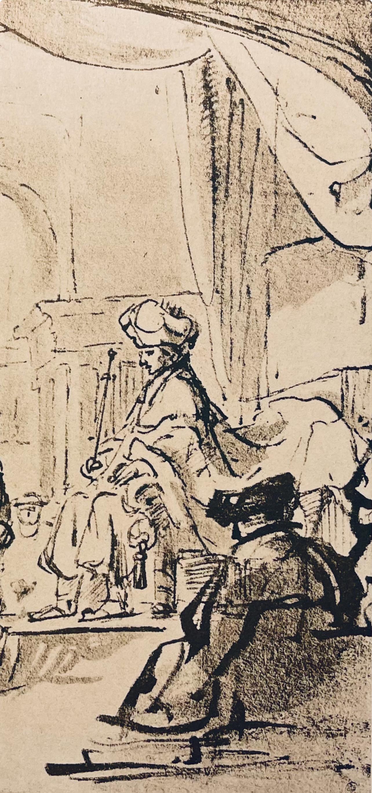 Rembrandt, Composizione, Rembrandt, Disegni dalla Bibbia (dopo) - Landscape Print Beige di Rembrandt van Rijn