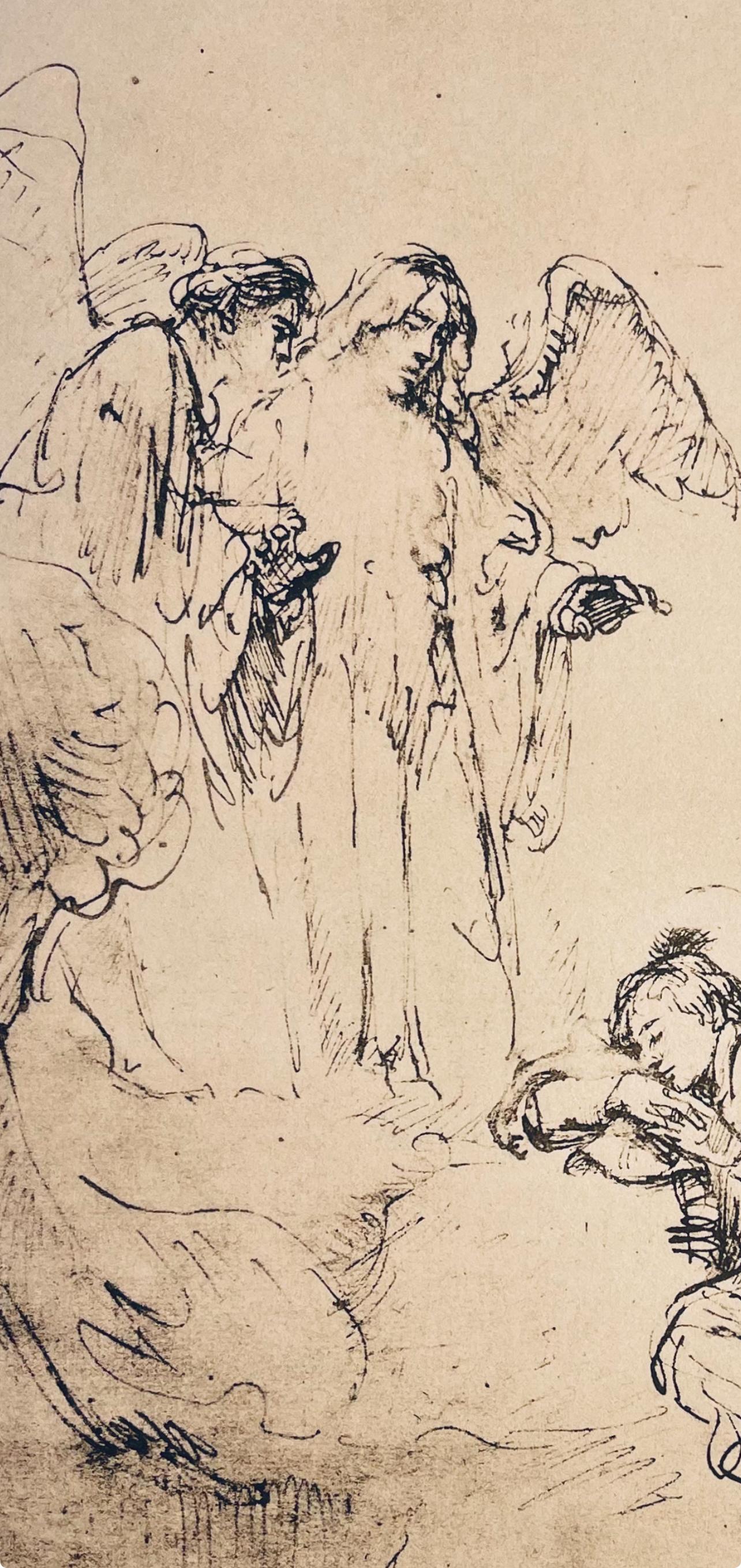 Medium: Lithograph on vélin Hamilton Kilmory paper
Year: 1947
Paper Size: 12.5 x 9.5 inches
Inscription: Unsigned and unnumbered, as issued
Notes: From the folio, Rembrandt, Drawings from the Bible, 1947. Published and printed by Schocken Books,