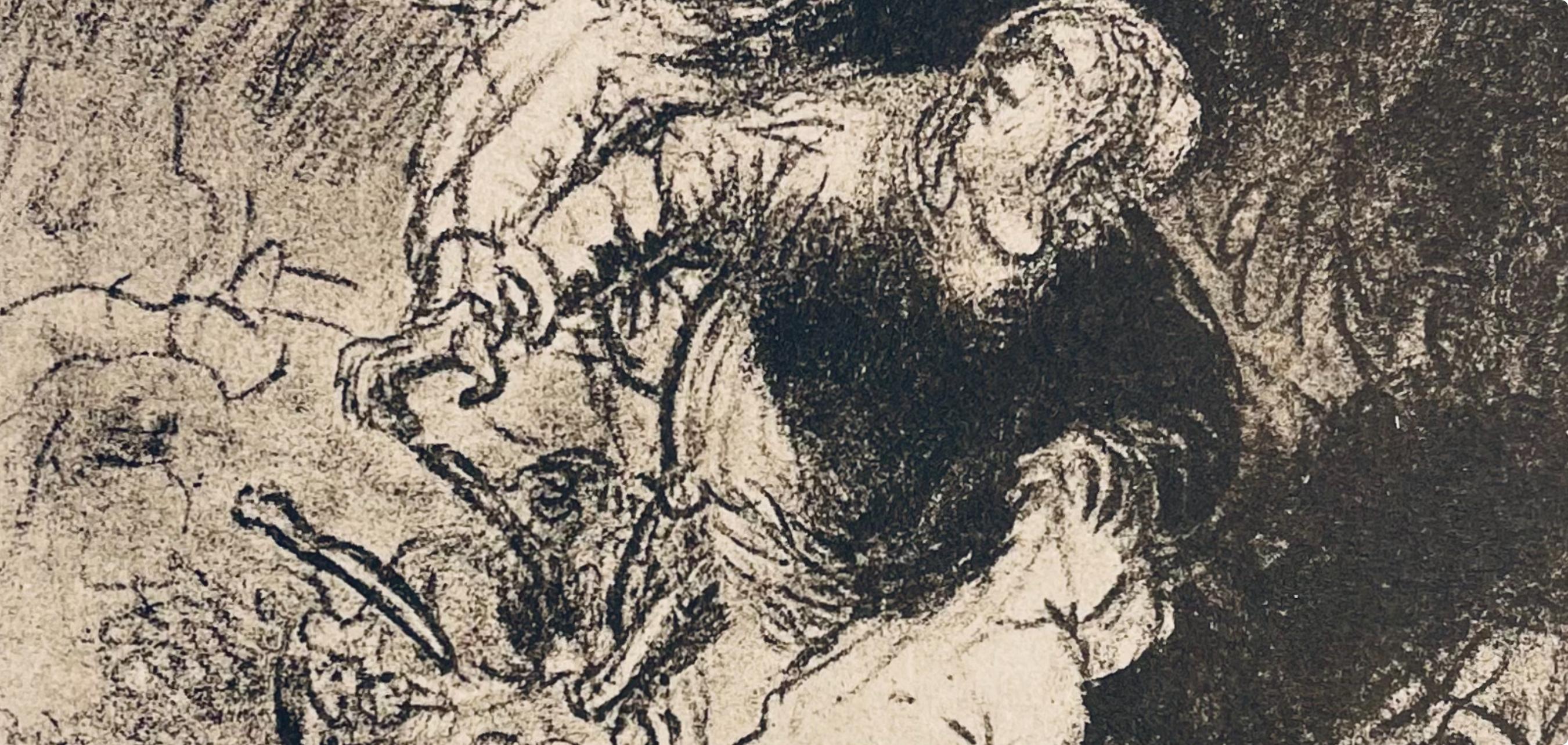 Medium: Lithograph on vélin Hamilton Kilmory paper
Year: 1947
Paper Size: 12.5 x 9.5 inches
Inscription: Unsigned and unnumbered, as issued
Notes: From the folio, Rembrandt, Drawings from the Bible, 1947. Published and printed by Schocken Books,