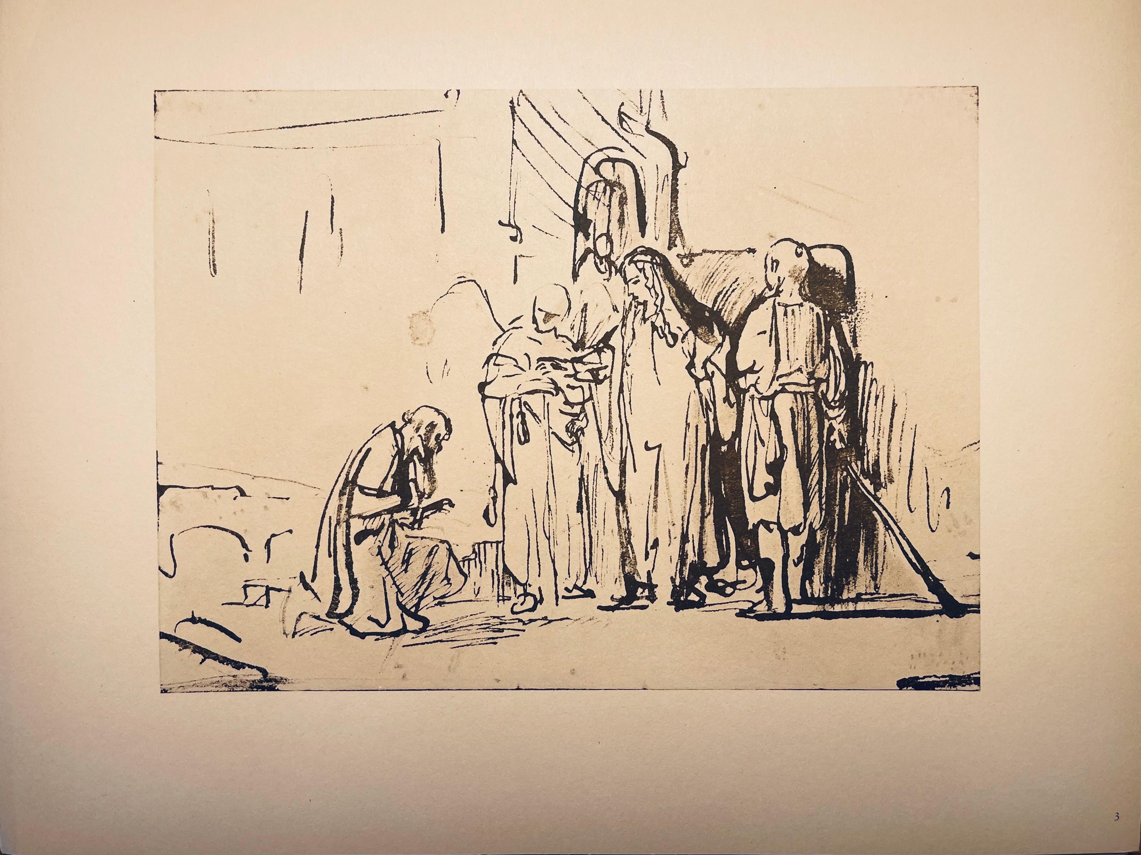 Medium: Lithograph on vélin Hamilton Kilmory paper
Year: 1947
Paper Size: 9.5 x 12.5 inches
Inscription: Unsigned and unnumbered, as issued
Notes: From the folio, Rembrandt, Drawings from the Bible, 1947. Published and printed by Schocken Books,