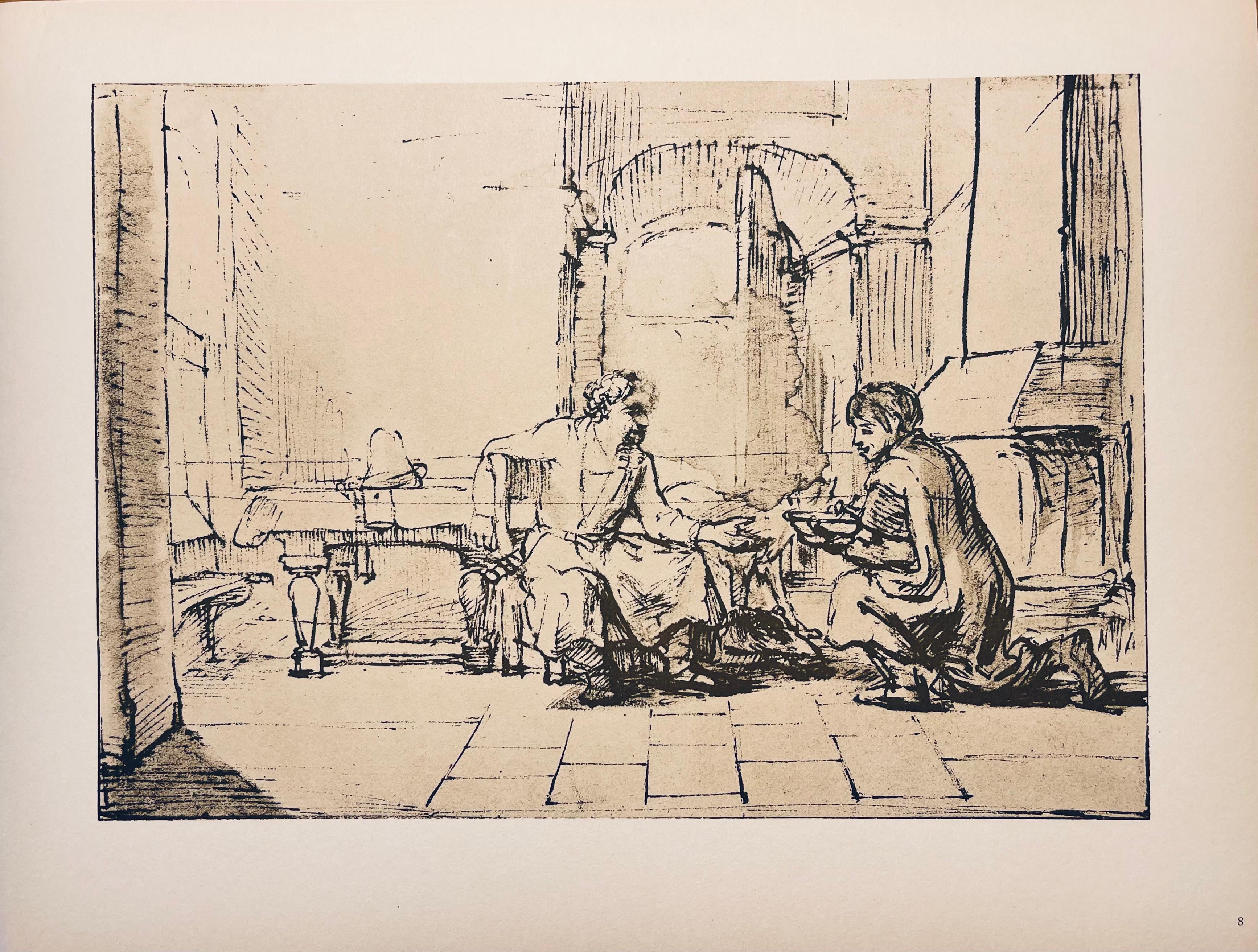 Medium: Lithograph on vélin Hamilton Kilmory paper
Year: 1947
Paper Size: 9.5 x 12.5 inches
Inscription: Unsigned and unnumbered, as issued
Notes: From the folio, Rembrandt, Drawings from the Bible, 1947. Published and printed by Schocken Books,