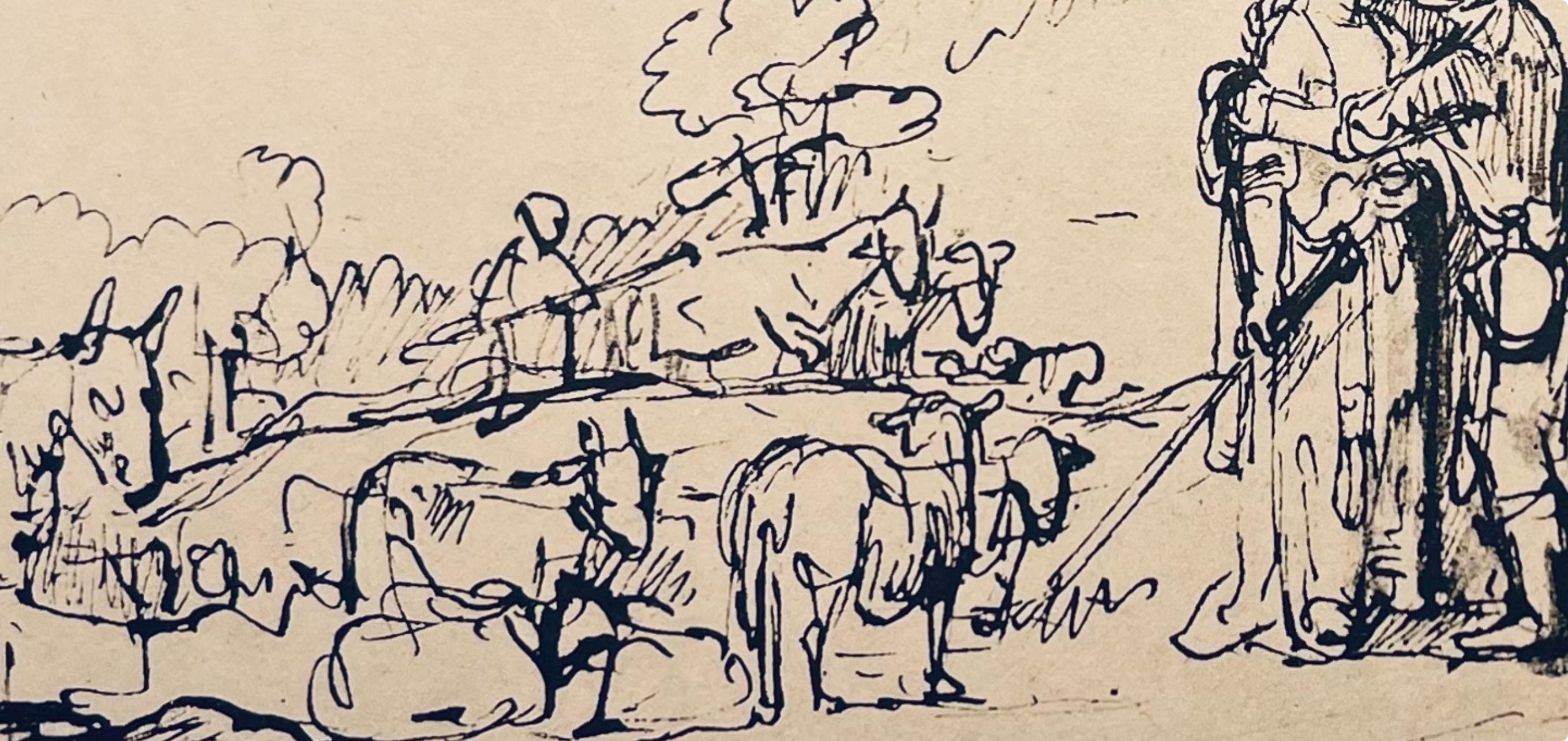 Medium: Lithograph on vélin Hamilton Kilmory paper
Year: 1947
Paper Size: 9.5 x 12.5 inches
Inscription: Unsigned and unnumbered, as issued
Notes: From the folio, Rembrandt, Drawings from the Bible, 1947. Published and printed by Schocken Books,