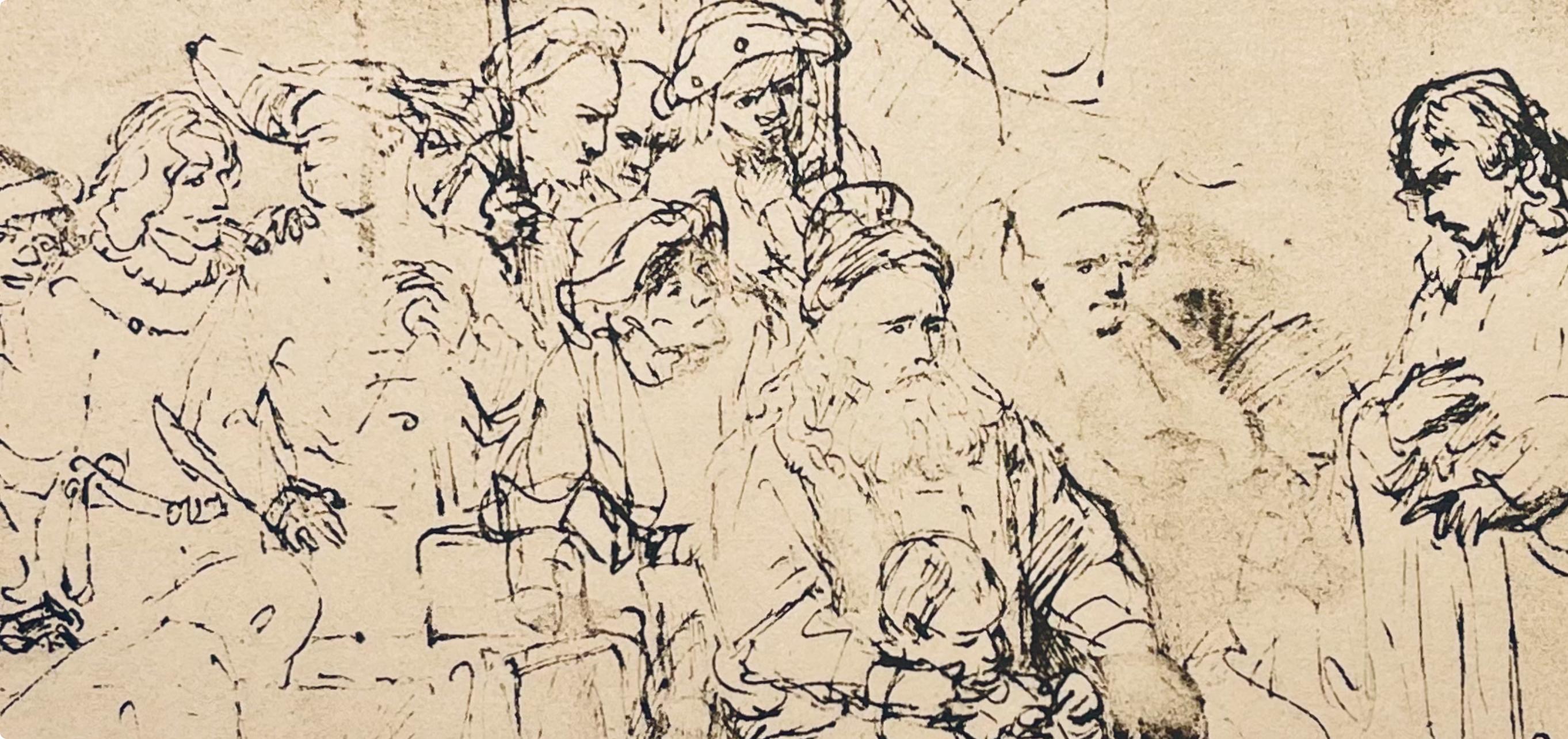 Medium: Lithograph on vélin Hamilton Kilmory paper
Year: 1947
Paper Size: 9.5 x 12.5 inches
Inscription: Unsigned and unnumbered, as issued
Notes: From the folio, Rembrandt, Drawings from the Bible, 1947. Published and printed by Schocken Books,