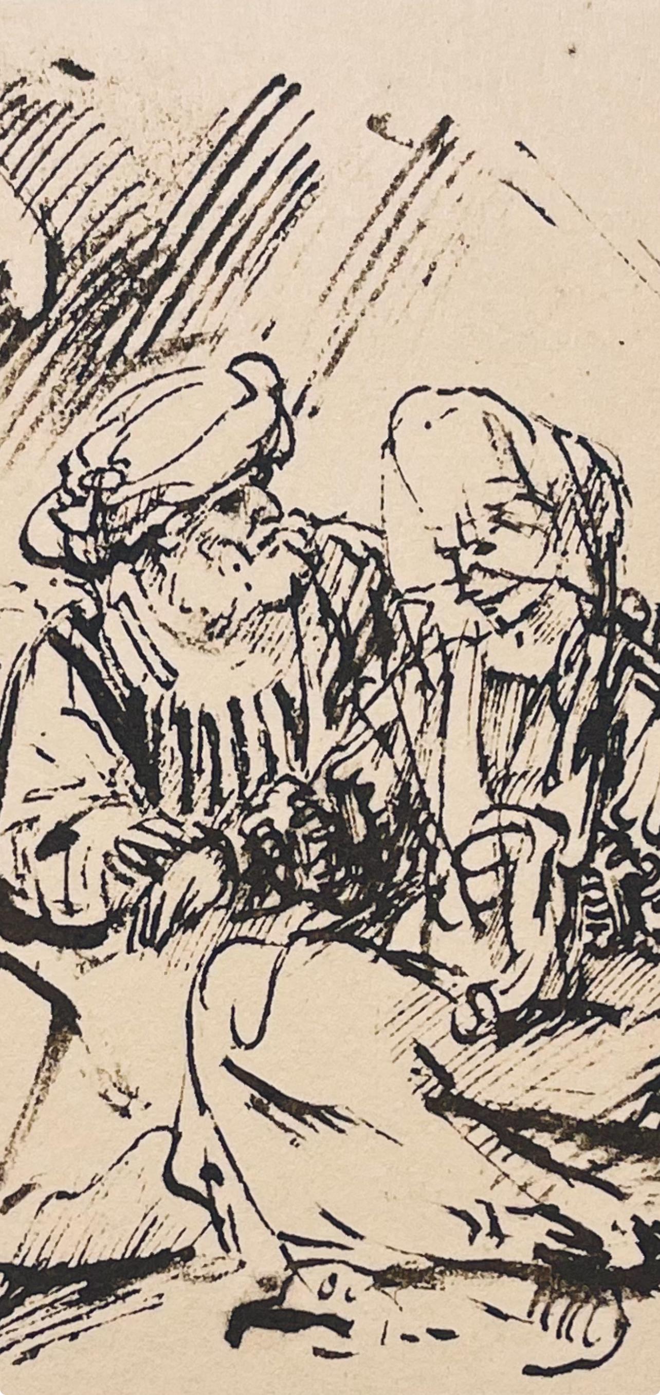 Medium: Lithographie auf Hamilton Kilmory-Papier (Velin)
Jahr: 1947
Papierformat: 9,5 x 12,5 Zoll
Beschriftung: Unsigniert und nicht nummeriert, wie ausgegeben
Anmerkungen: Aus dem Folio, Rembrandt, Zeichnungen aus der Bibel, 1947. Veröffentlicht