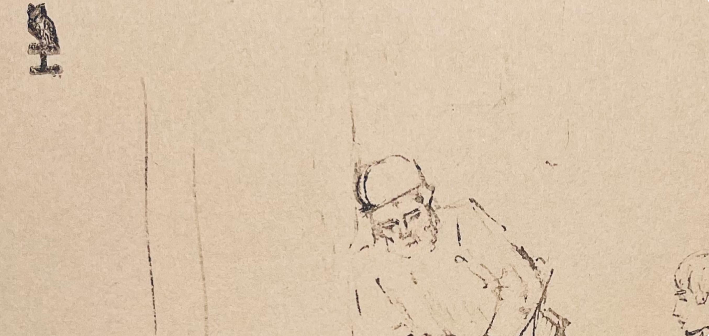 Medium: Lithograph on vélin Hamilton Kilmory paper
Year: 1947
Paper Size: 9.5 x 12.5 inches
Inscription: Unsigned and unnumbered, as issued
Notes: From the folio, Rembrandt, Drawings from the Bible, 1947. Published and printed by Schocken Books,