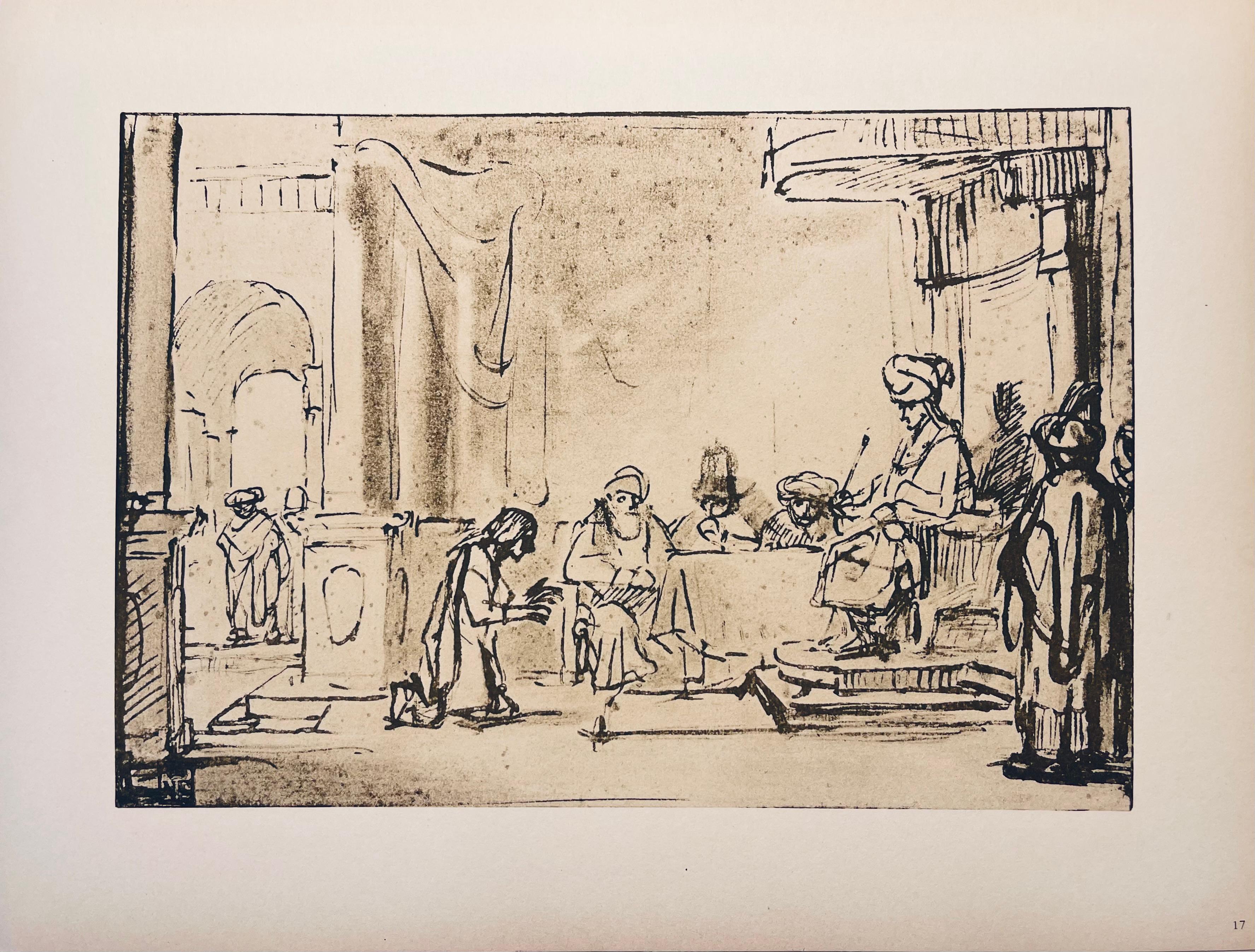 Medium: Lithograph on vélin Hamilton Kilmory paper
Year: 1947
Paper Size: 9.5 x 12.5 inches
Inscription: Unsigned and unnumbered, as issued
Notes: From the folio, Rembrandt, Drawings from the Bible, 1947. Published and printed by Schocken Books,