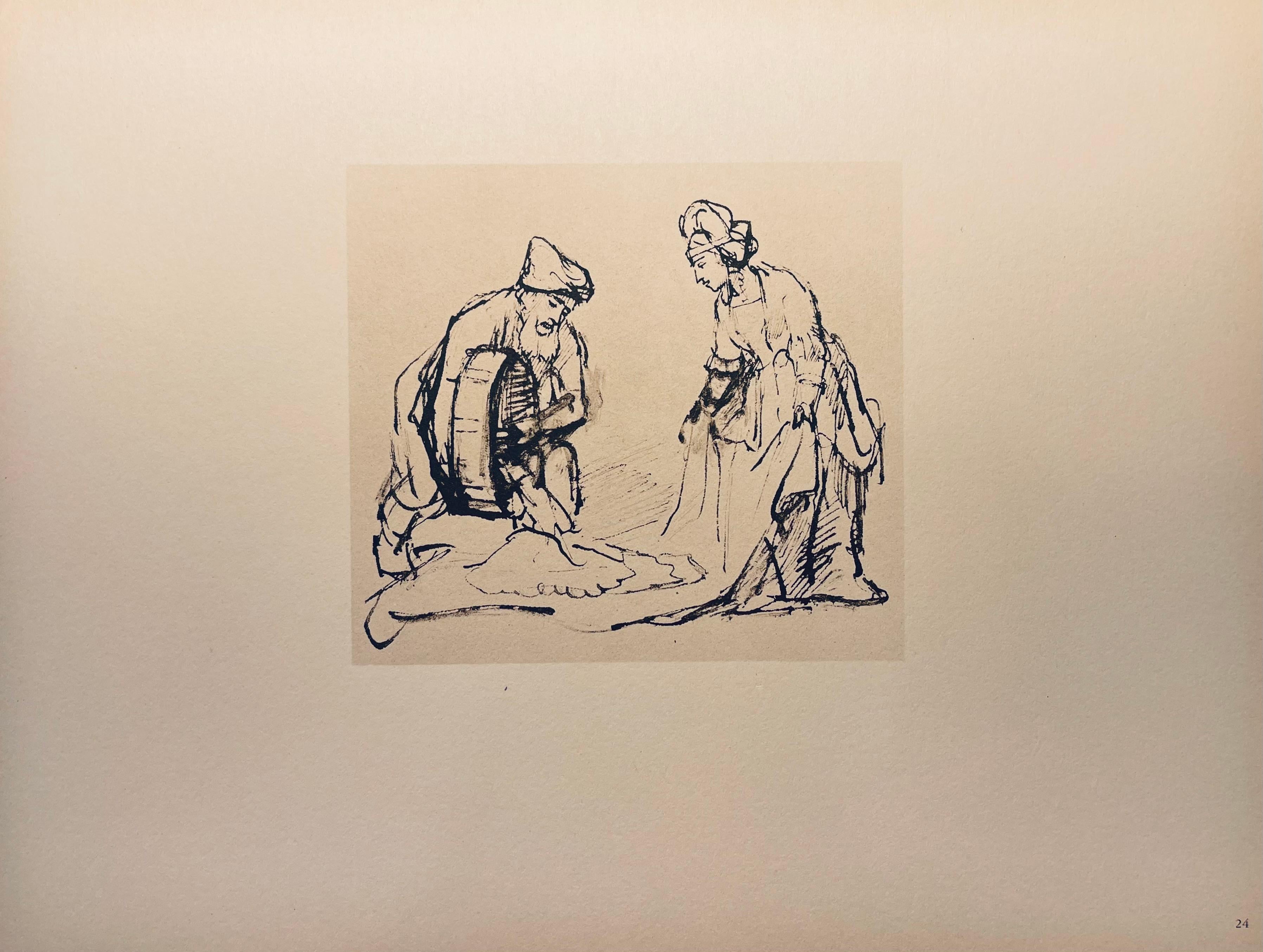 Medium: Lithograph on vélin Hamilton Kilmory paper
Year: 1947
Paper Size: 9.5 x 12.5 inches
Inscription: Unsigned and unnumbered, as issued
Notes: From the folio, Rembrandt, Drawings from the Bible, 1947. Published and printed by Schocken Books,