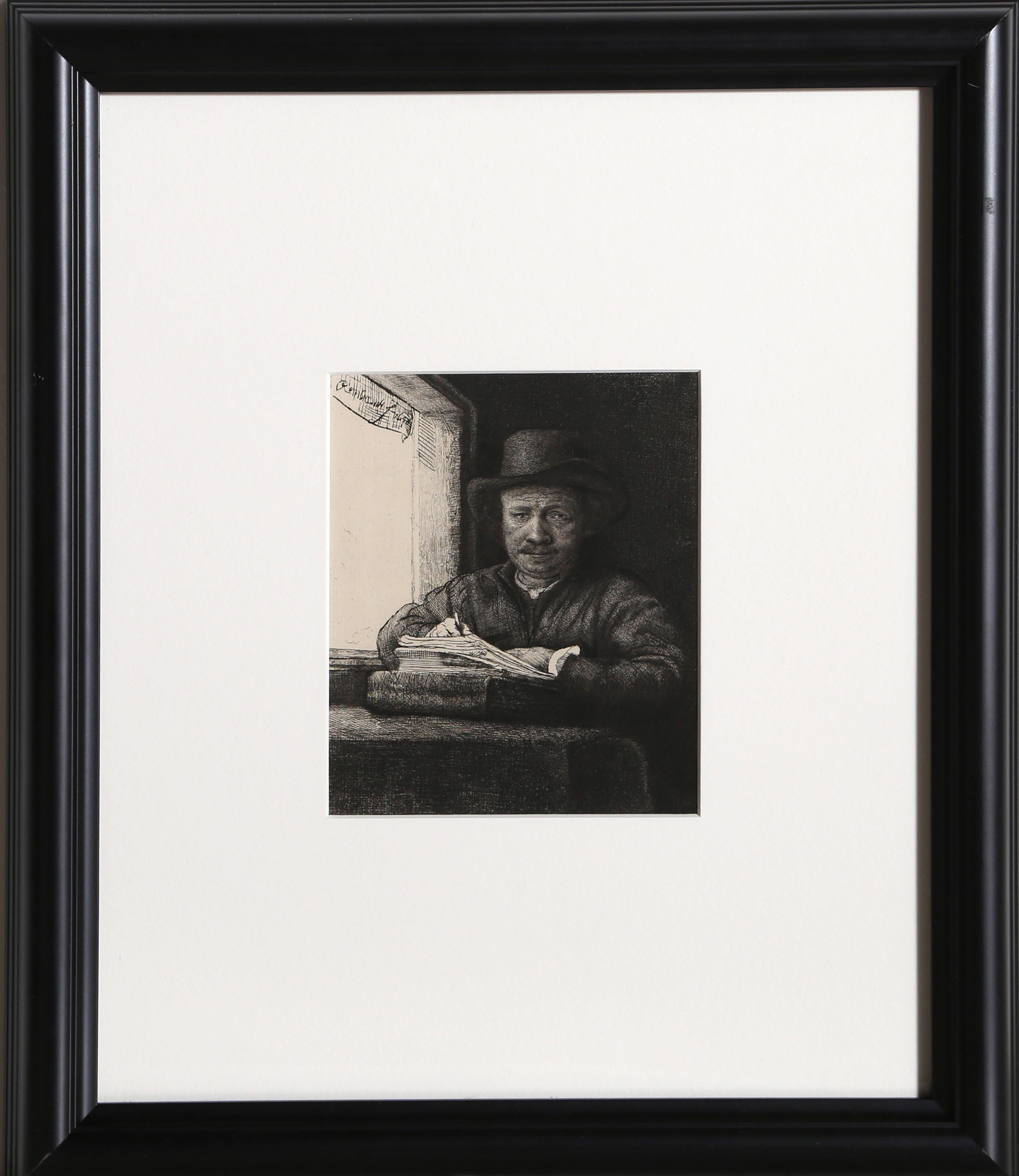 Rembrandt van Rijn, After by Amand Durand, Dutch (1606 - 1669) -  Rembrandt Dessinant  (B22). Year: 1878 (of original 1648), Medium: Heliogravure, Size: 6.5  x 5 in. (16.51  x 12.7 cm), Frame Size: 16 x 13.5 inches, Printer: Amand Durand,