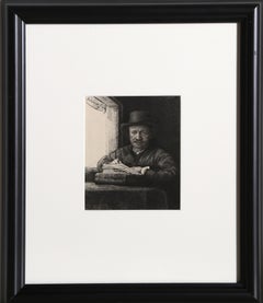 Antique Rembrandt Dessinant  (B22), Heliogravure by Rembrandt van Rijn
