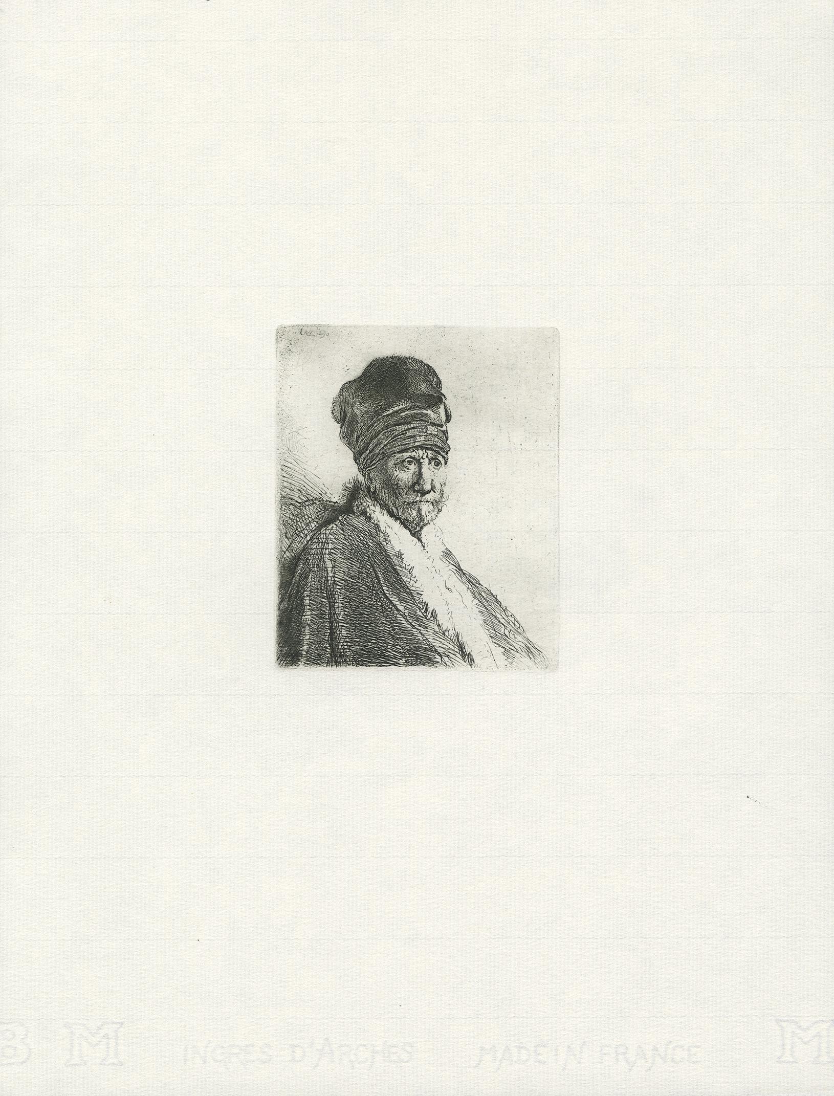 rembrandt ltd ed millennium etching bust of a man