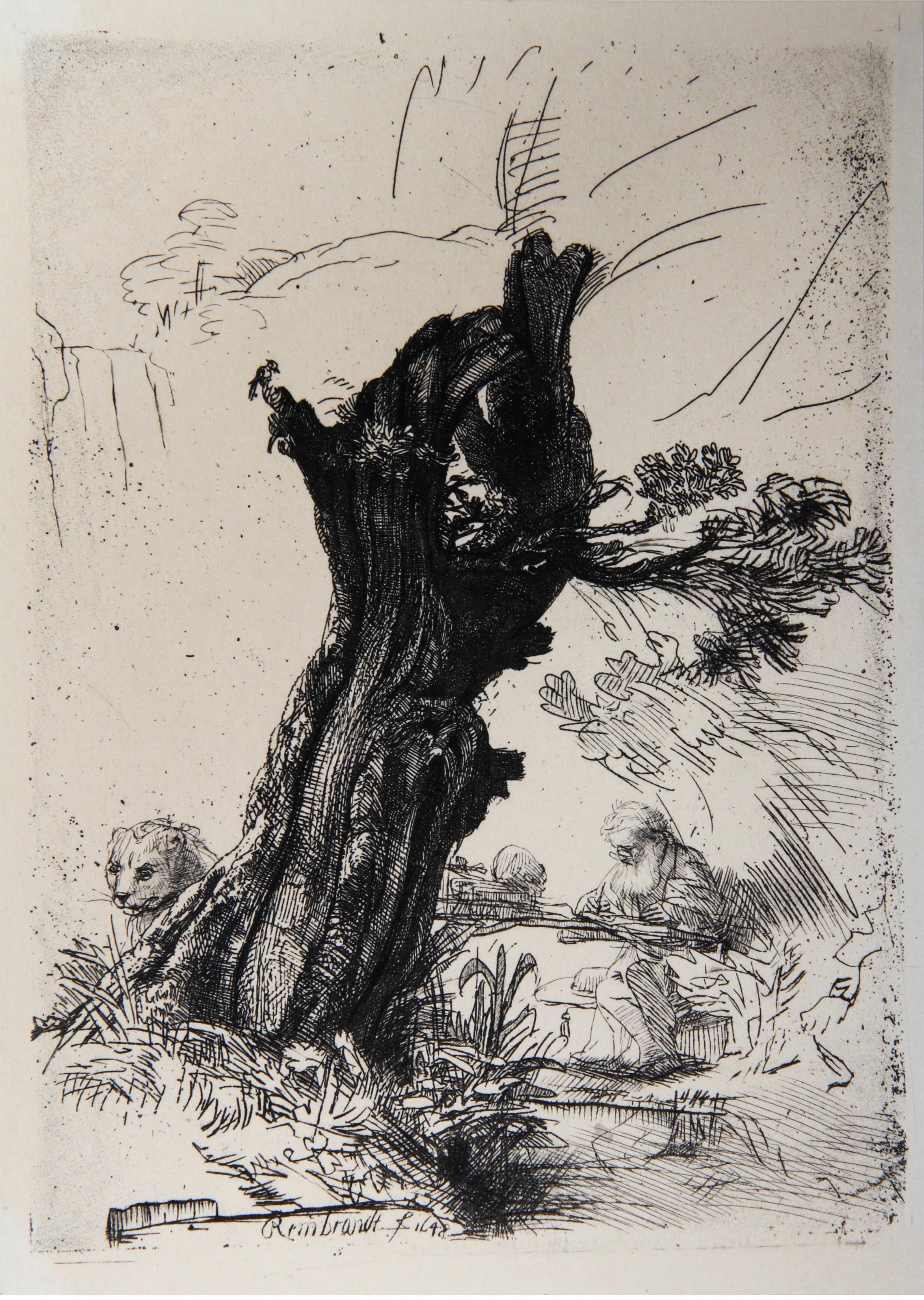 Rembrandt van Rijn, Dopo di Amand Durand, olandese (1606 - 1669) - (After) Rembrandt van Rijn, Dopo di Amand Durand, olandese (1606 - 1669)  Saint Gerome Ecrivant (B103). Anno: 1878 (dell'originale 1648), Medium: Heliogravure, Dimensioni: 7  x 5,25