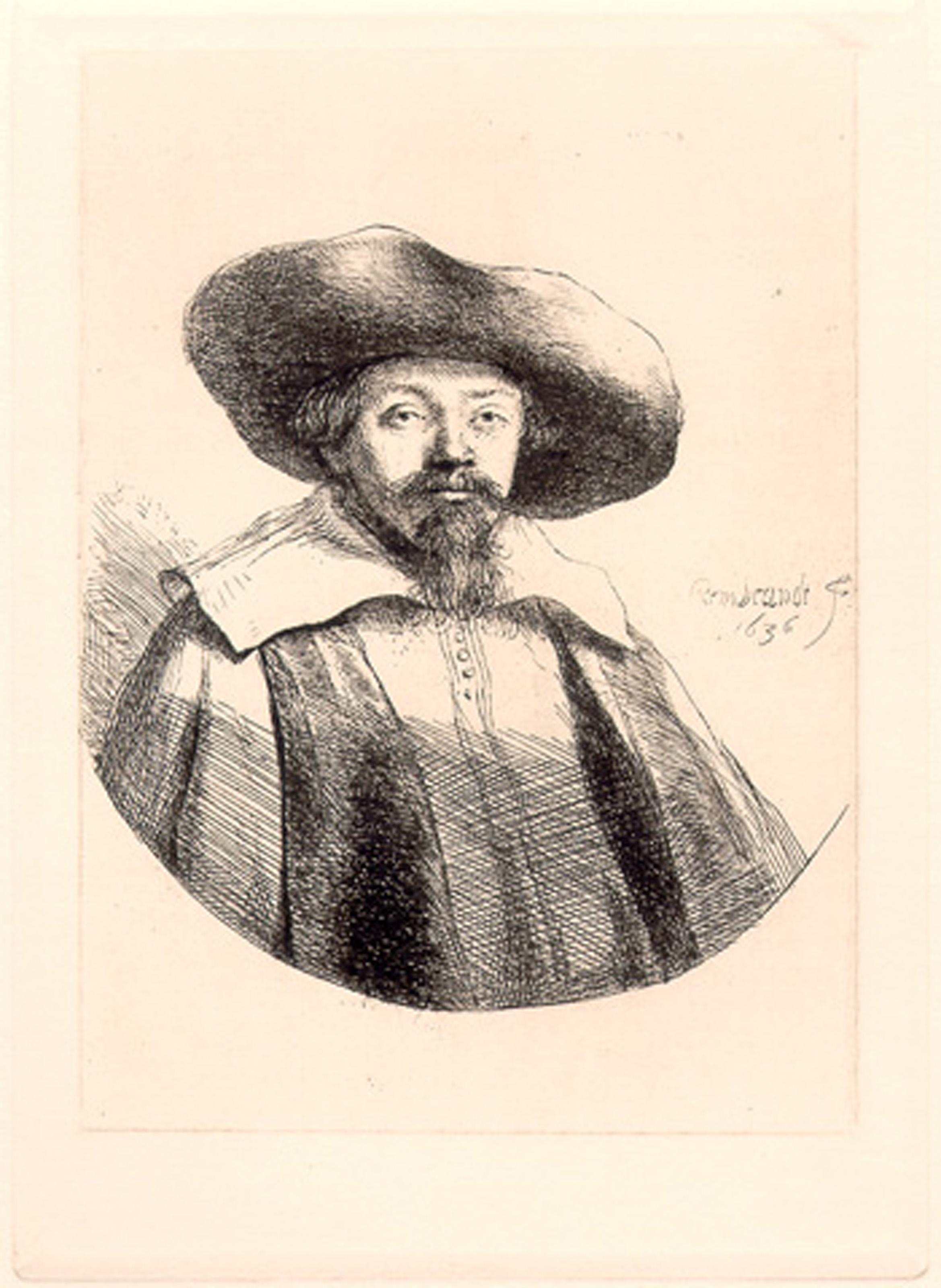  Rembrandt van Rijn, Dopo di Amand Durand, Olandese (1606 - 1669) - Samuel Menasseh ben Israel, Anno: Dell'originale 1636, Medio: Acquaforte, Dimensione immagine: 6 x 4.25 pollici, Misura: 14  x 11 pollici (35,56  x 27,94 cm), Stampatore: Amand