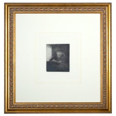 "Self Portrait Drawing at a Window, " Original Etching by Rembrandt