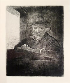 Self Portrait, Drawing at the Window