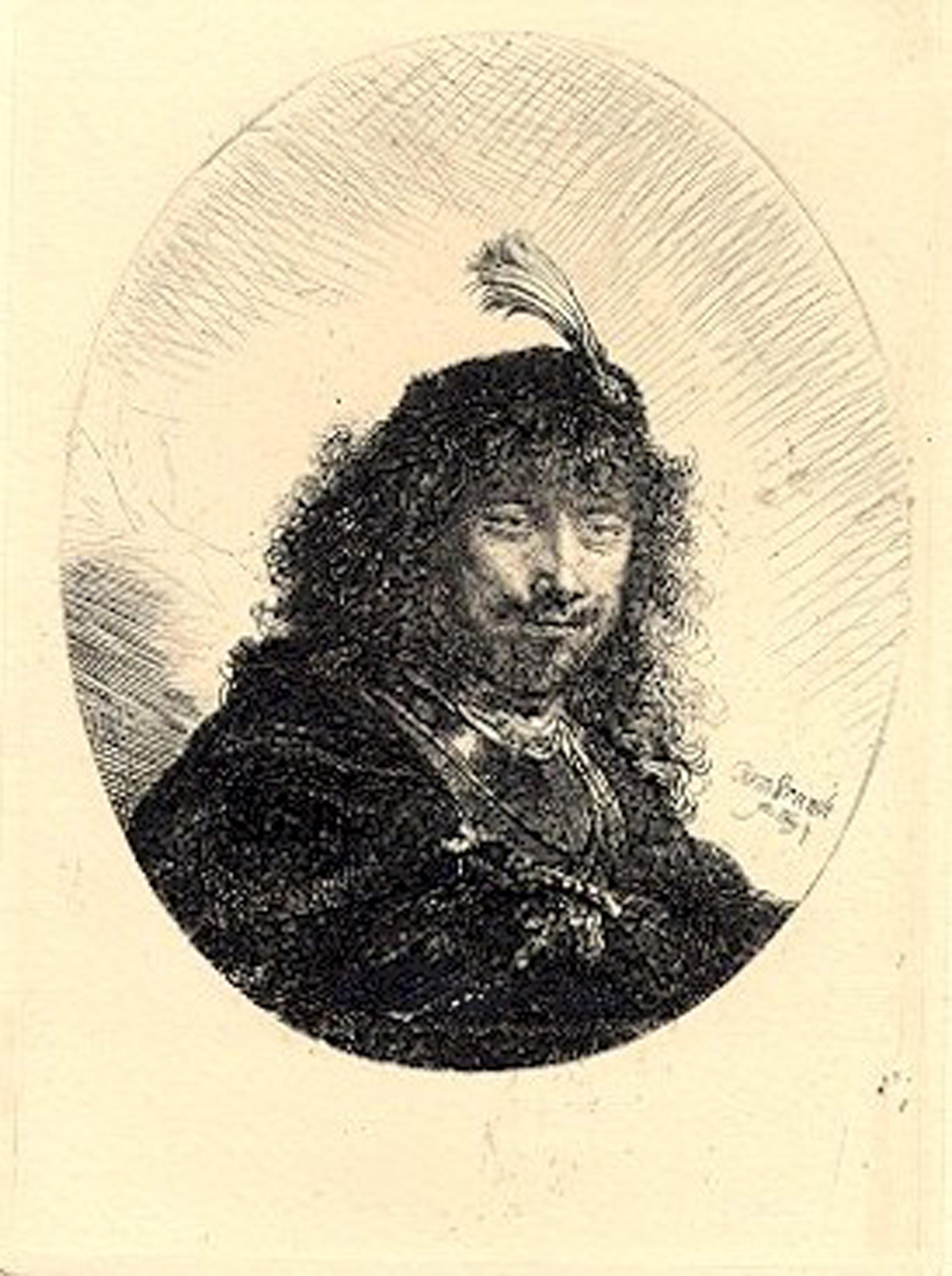  Rembrandt van Rijn, (After) Amand Durand, Holandés (1606 - 1669) - Autorretrato, Año: del Original: 1634, Técnica: Aguafuerte, Tamaño de la imagen: 5,5 x 4,5 pulgadas, Tamaño: 14  x 11 pulg. (35,56  x 27,94 cm), Impresor: Amand Durand, Descripción: