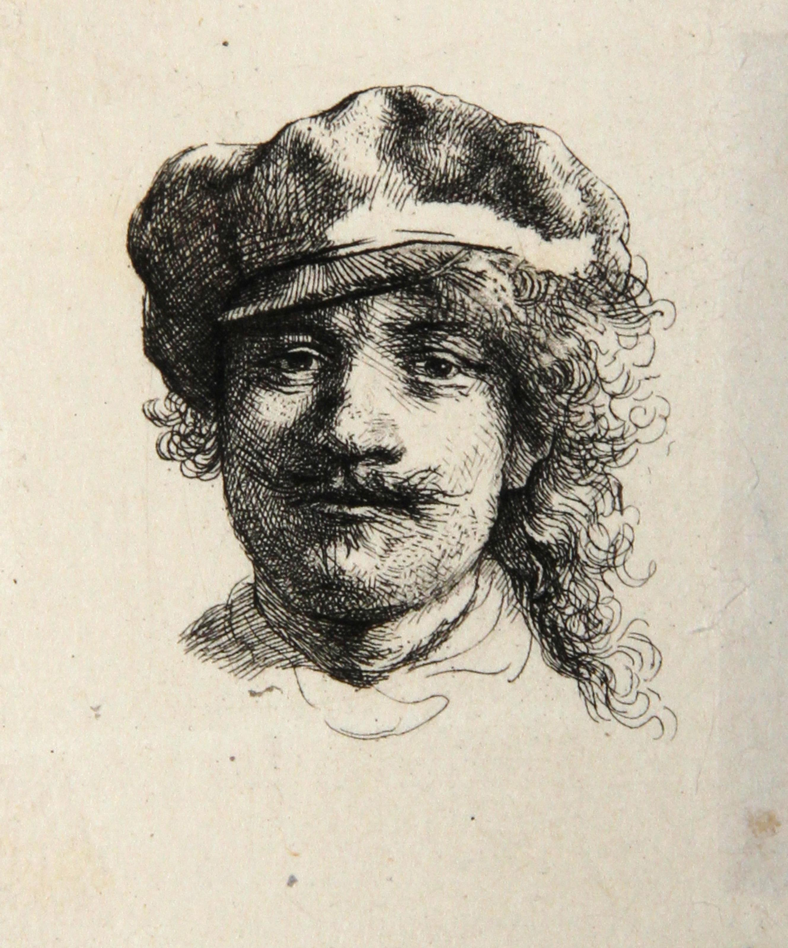 Self-Portrait Wearing a Soft Cap (The Three Mustaches), Heliogravure - Print by Rembrandt van Rijn