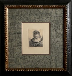 Self Portrait with Raised Sabre, Baroque Heliogravure after Rembrandt van Rijn