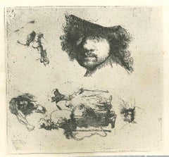Sketch of Rembrandt's Portrait I - Engraving After Rembrandt - 19th Century