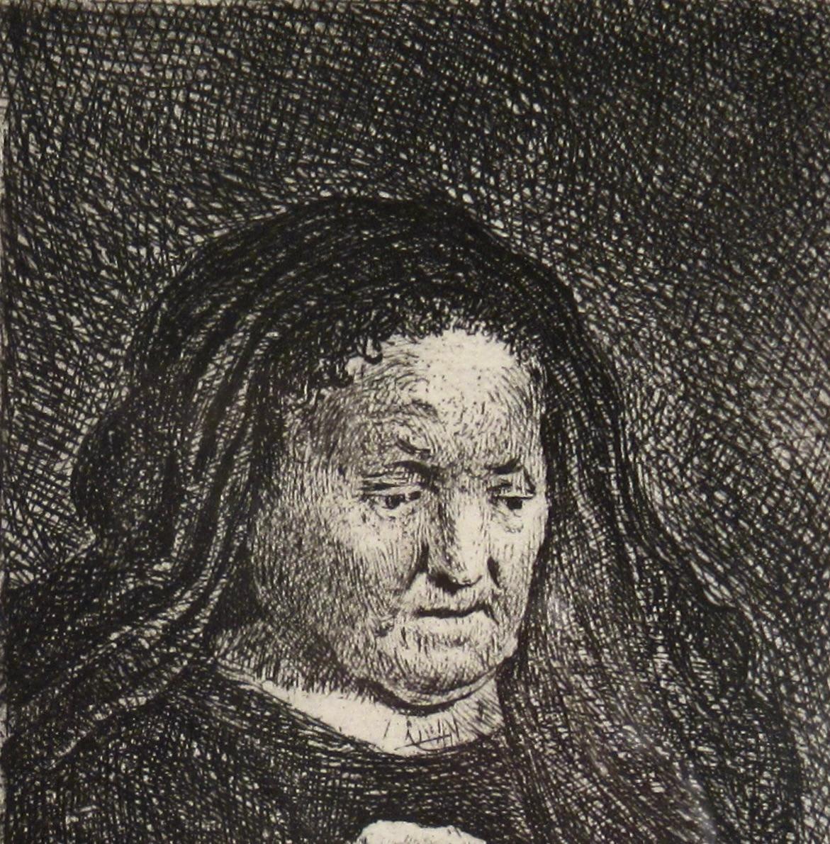 The Artist's Mother - Beige Figurative Print by Rembrandt van Rijn