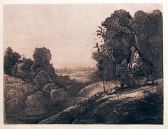 Antique The Flight into Egypt: Altered from Seghers, Etching by Rembrandt van Rijn