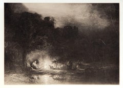 The Flight into Egypt, Photogravure by Rembrandt van Rijn